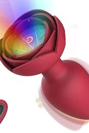 Vibrating Butt Plug Light Up Anal Plug, Flashing Rose Anal Vibrators With 7 Vibrations, Led Silicone Buttplugs Remote Control Vibrators, Small Anal Beads Prostate Plug Anal Sex Toys For Men Women, Red