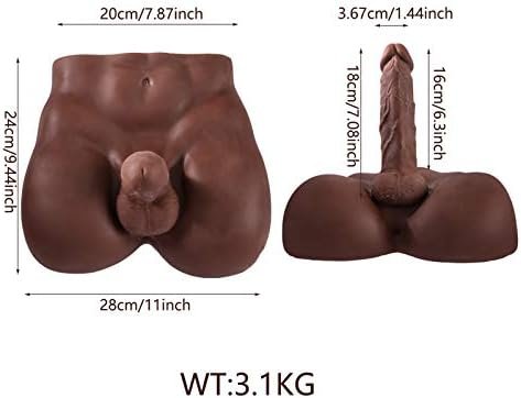 Hliang Dildo Sex Dolls - Lifelike 3D Torso Masturbation Dildo And Vaginal Love Dolls Realistic Sex Toys For Women Couple (Dark Brown) - Image 2