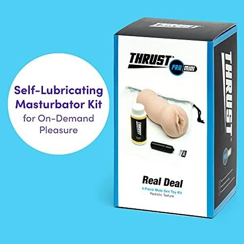 Lovehoney Thrust Pro Mini Real Deal Male Masturbator Kit - 5 Inch Self Lubricating Realistic Vagina With Textured Canal - Includes Bullet Vibrator, Renewer Powder & Bag - Waterproof - 275G - Image 2