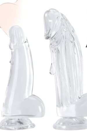 【2 Packs】Beginner’S 6 Inch Clear Jelly Small Dildo,Realistic Mini Dildos Strong Suction Cup& Storage Bag For Hands-Free Play Double Penetration, Double-Ended Dildo Adult Sex Toy For Women Men Couples