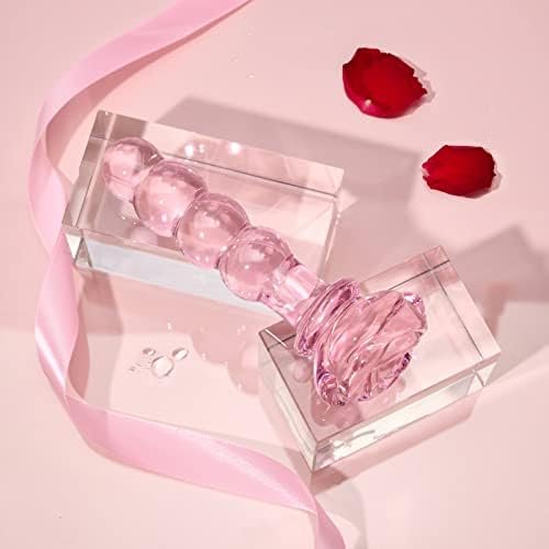 Asnoknae 3-Piece Pink Glass Dildo Butt Plug, Crystal Rose Anal Plug Beads Dildo, Adult Anal Training Sex Toys Set For Men And Women, Three Cute Styles Of Beginner Anal Wands For Varied Stimulation - Image 3