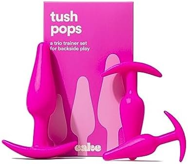 Hello Cake Tush Pops - For Backside Play - Tapered Tip With Flared T-Base - 3 Different Sizes For All Levels Of Play - Made From Body-Safe Silicone