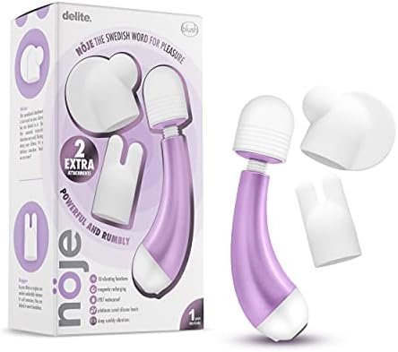 Blush Noje Delite - Mini Vibrator Massage Wand - Rumble Tech Powered 10 Vibrating Functions - 3 Silicone Attachments For Unique Sensations - Rechargeable - Waterproof Wellness Massager For Women