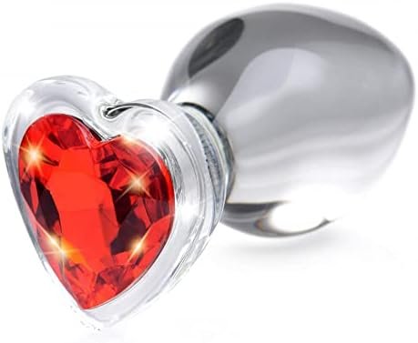 Lynx Red Heart Gem Glass Anal Plug - Large