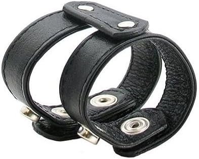 Heart 2 Heart Cock Ring Double Leather + Leather, Black
