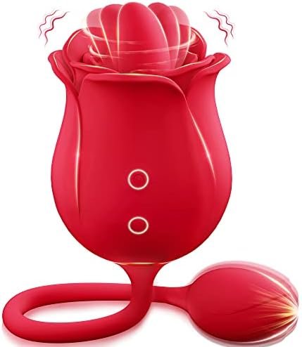 Shockfans Rose Sex Toys Vibrator Dildo - Adult Toys With 9 Tongue Licking & 9 Thrusting Vibrators, Women Sex Toy Dildos Rose Clitorial Stimulator G Spot Nipple Anal, Female Adult Sex Toys & Games