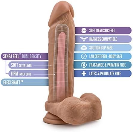 Blush Au Naturel 9 Inch Realistic Dual Layer Dildo With Suction Cup, Sex Toy For Women, Sex Toy For Adults, Mocha - Image 2