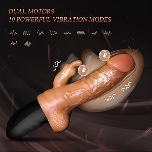 Thrusting Dildo Vibrator Sex Machine,Rabbit Tapping G-Spot Vibrator With Heating & 5 Thrusting & 10 Vibration,Realistic Dildo Clitoral Stimulator For Women Pleasure,Rechargeable Flesh - Image 3