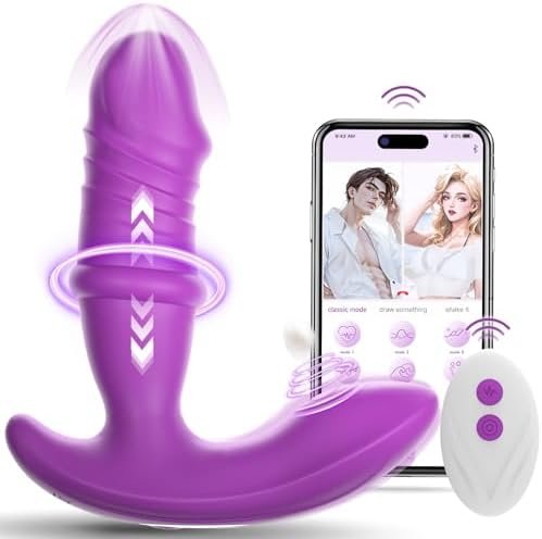 Thrusting Dildo Wearable G Spot Vibrator Adult Sex Toys For Women, App & Remote Control Clitoral Stimulation Butterfly Panty Vibrator With 9 Pat Modes And 9 Thrusting Vibrations For Couple