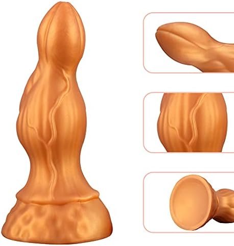 Anal Plugs Stimulator Adult Sex Toys With Strong Suction Cup For Hands-Free Play, Liquid Silicone Butt Plug Realistic Dildo Vaginal Prostate Massage Stimulation For Beginners Advanced Players Gold - Image 2
