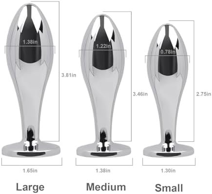 Anal Butt Plug Adult Sex Toys Set, 3Pcs Metal Anal Plugs Adult Toy Anal Training Kit With Crystal Diamond Beginner Anal Toy For Male Adult Unisex (Gun-Color) - Image 3