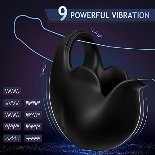 Cup-Shaped Vibrating Cock Ring, Cock Ring For Male Sex Toy Vibrator, Adult Male Couples Sex Toys For Men, Silicone Penis Rings Pleasure With 9 Modes Vibrations (Black) - Image 2