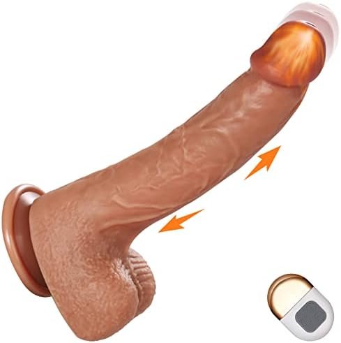 Thrusting Realistic Dildo Sex Toy For Women, G Spot Clitoral Anal Stimulator Vibrating Dildo, Silicone Suction Cup Dildo For Mens 9 Inch (Flesh)