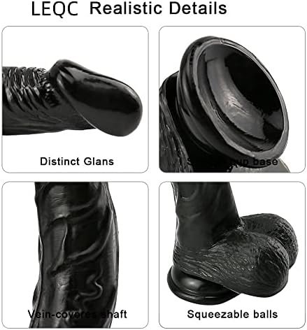 Leqc Huge Black Realistic Dildo With Strong Suction Cup Adult Sex Toys For Women Men, 9 Inch Big Soft Silicone Flexible Lifelike Dildos With Curved Shaft And Balls For Vaginal G Spot And Anal Play - Image 2