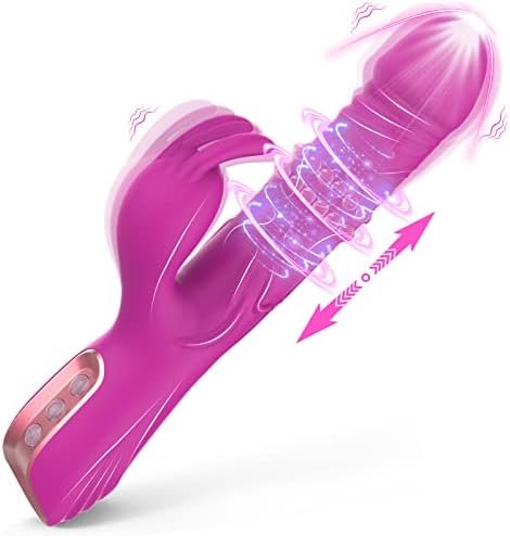 Rotating Beaded Clit Rose Rabbit Dildo Vibrator Adult Sex Toys For Women,Triple Action G Spot Vibrators With Independent Clitoral Stimulator 7 Rotating & Vibration Realistic Dildo Vibrators For Couple