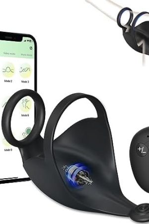 Vibrating Cock Ring, 3 In 1 Penis Rings For Male Vibrators, Perineum Testicles Stimulator Vibrator With 9 Strong Vibration, App & Remote Control Adult Sex Toys & Game Stroker For Couples Men