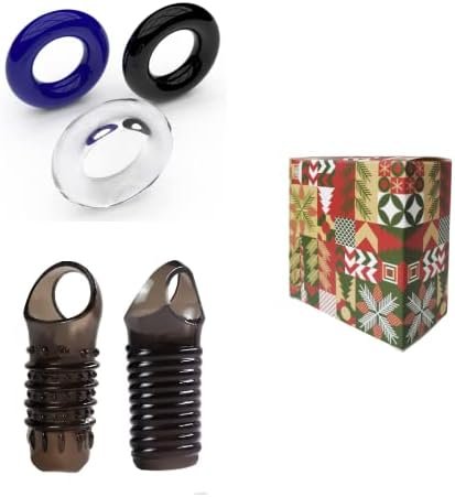 Silicone Penis Ring Erection Enhancing Cock Rings, Christmas/New Year Gift For Men 5Pcs Cock Ring Set For Longer, Harder, Stronger Male Enlargement Sex Toys (B)