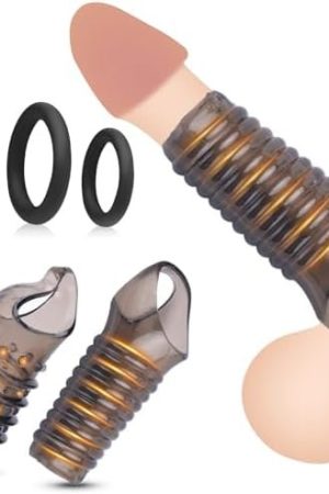 Reusable Cock Rings 5 Pcs Set, Penis Enlarge Sleeves, Delay Ejaculation Stronger Erection Enhancement Sex Toys, Long Lasting Stronger Strechy Penis Ring
