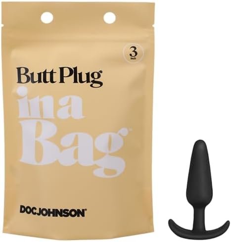 Doc Johnson – Butt Plug In A Bag, 3 Inch Adult Toy Tapered Tip For Easy Insertion, Warms To Body Temperature, Easy To Use, Body Safe Silicone, Odorless, Phthalate Free (Black)