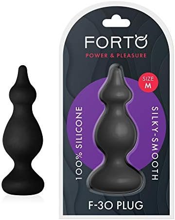 Forto Silicone F-30 Rippled Butt Plug - Anal Plug Training, Silicone Anal Beads Plug Kit For Comfortable Long-Term Wear Prostate Massager Sex Toy With Narrow Flared Base & Long Neck For Men And Women (Black - Silicone, Large) - Image 3
