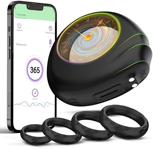 Unique Penis Ring Pedometer With 4 Different Sizes Soft Silicone Penis Ring For Longer Harder Stronger Erection, Waterproof Stretchy Cock Ring Sex Toys For Men, Adult Toys For Couples Pleasure