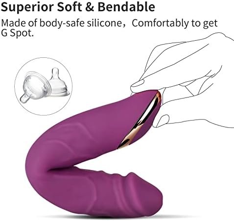 Eupher 8.5 Inch Rechargeable G Spot Dildo Vibrator,Realistic Dildo Vibrating Machine With 10 Vibrations,Quiet & Bendable Vaginal Clitoris Anal Stimulation Adult Sex Toys For Women Or Couple (Purple) - Image 3