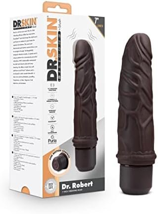 Dr. Skin - 8 Inch Silicone Vibrating Dildo - Flexible Shaft Flexishaft - 10 Powerful Vibration Functions - Ipx7 Waterproof - Ultrasilk Satin Smooth - Realistic Vibrator Sex Toy For Him Her Couples