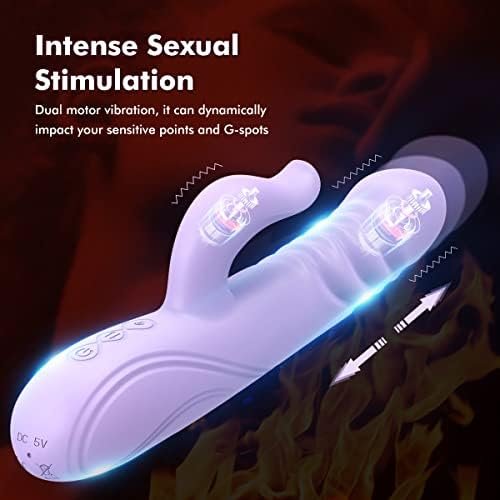 Thrusting Rabbit Vibrator Dildo For Women, Vibrator Clitoral Massage, Avvolg G Spot Clitorals Stimulator, With 10 Vibration Modes And Thrusting Ring Up & Down And Heating Function, Sex Toys For Women - Image 2