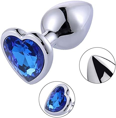 Rustless Metal Anal Butt Plugs Blue Jewelry Heart Shaped Anal Trainer Toys Unisex Valentine 'S/Birthday Gift For Lover Romi (Big Plug) - Image 3
