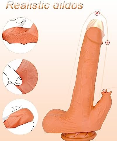 Thrusting Vibrator Dildo 8 Inch Realistic Vibrating Dildos Suction Cup Discreet Heated Lifelike Silent App Controlled Female Vibrators Waterproof G Spot Anal Sex Toy For Women Couple Men Beginner Gay - Image 3