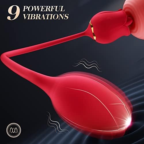 Shockfans Rose Sex Toys Vibrator Dildo - Adult Toys With 9 Tongue Licking & 9 Thrusting Vibrators, Women Sex Toy Dildos Rose Clitorial Stimulator G Spot Nipple Anal, Female Adult Sex Toys & Games - Image 3