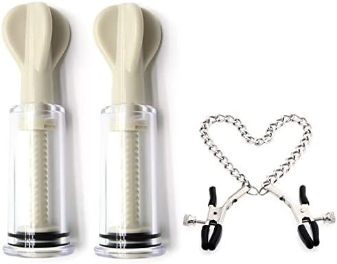 Nipple Sucker With Nipple Clamps Set, 2 Pcs Nipple Suction Vacuum Pump Pussy Clit Clitoris Simulator Bdsm Breast Sucking Cup Erotic Adult Sex Toys For Woman (Nipple Sucker & Clamps)