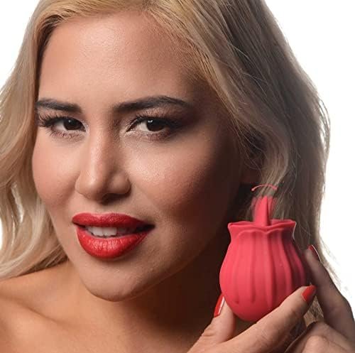 Inmi Bloomgasm Wild Violet 10X Silicone Clit Tongue Licking Vibrating Stimulator For Women & Men & Couples, G-Spot Clitoral Anal Nipple Stimulation Vibrator, Premium Silicone - Red
