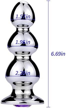 Fst Anal Beads Stainless Steel Butt Plug With 3 Big Balls And Purple Jewelry Prostate Massage Anal Dilator For Men Women - Image 3