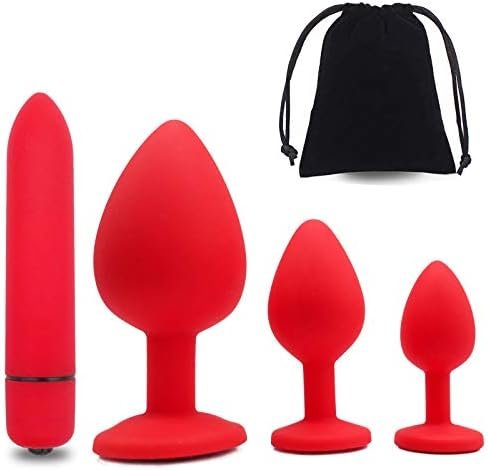 Vibrating Anal Plug, 4Pcs/Set Anal Sex Toys Soft Silicone Massager Pleasure Trainer Kit For Beginners