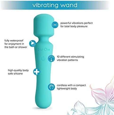 Plusone Wand Vibrator For Muscle Relaxation - Made Of Body-Safe Silicone, Fully Waterproof, Usb Rechargeable - Handheld Massager With 10 Vibration Settings, Teal - Image 2