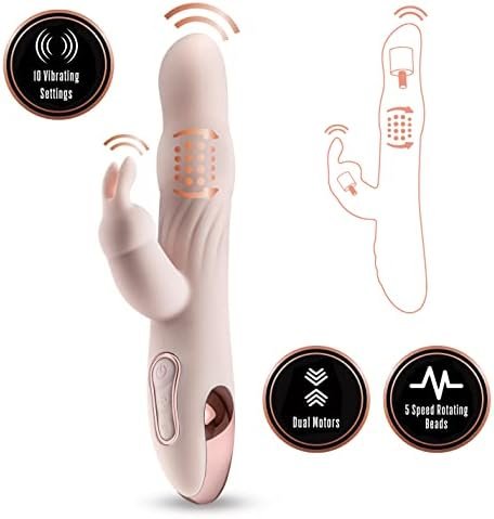Blush Aurora - 10 Function Rechargeable Gyrating Silicone Vibrator - 3 Rows Of Rotating Beads - Your Clitoris Nestles Between The Soft Vibrating Rabbit Ears - Satin Smooth Texture - Ipx7 Waterproof - Image 3