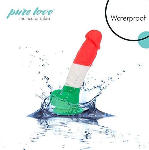 Pure Love 7 Inch Multicolored Silicone Dildo With Suction Cup, Harness Compatible, Adult Sex Toy, Multicoloured - Image 3