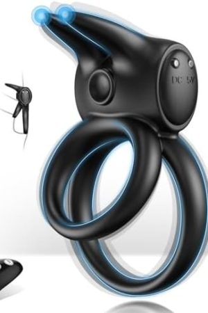 Vibrating Cock Ring Sex Toy - Penis Ring With Bunny Ears Double Ring Remote Control Adult Toys With 10 Vibrations Men Couples Sex Toys For Clitoris & Testicles Stimulation Lasting Stronger Vibrator