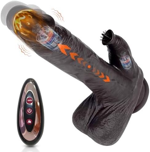 Thrusting Dildo Vibrator For Women,Sex Toys Wireless Remote Control Clitoralis Stimulator Heated With 6 Telescopic & 10 Vibrations Modes Adult Toys For Women Couples-Black
