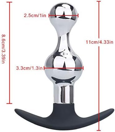Beauty7 Upgraded Metal Silicone Hybrid Beaded Anal Butt Plug Wearable Anus Vaginal Wand Flexible Anchor Shaped Handle End Odorless Warm Chill Stimulation Men Women Masturbation Outdoor Fetish Sex Toy - Image 2