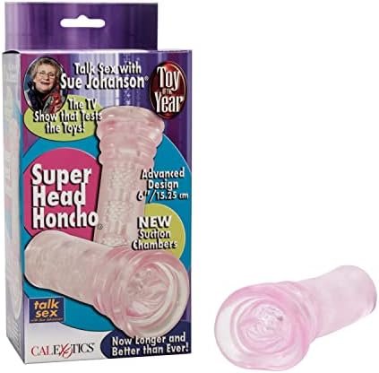 Calexotics Award Winning Sue JohansonโS Super Head Honchomale Masturbator - Male Silicone Masturbation Sleeve - 6.5 Inch Adult Male Sex Toy - Pink
