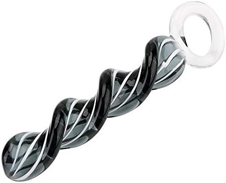 Nopnog Screw Shape Glass Anal Dildo, Spiral Butt Plug, 7.89 Inch Long Black Anal Plug, Sex Toys For Women Men