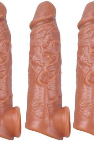 Jesakmie 3Pcs Penis Extender, Reusable Condom Cock Sleeve Enlarger Penis Extension Sleeves Set Sex Penis Toy For Delay Ejaculation (Transparent)