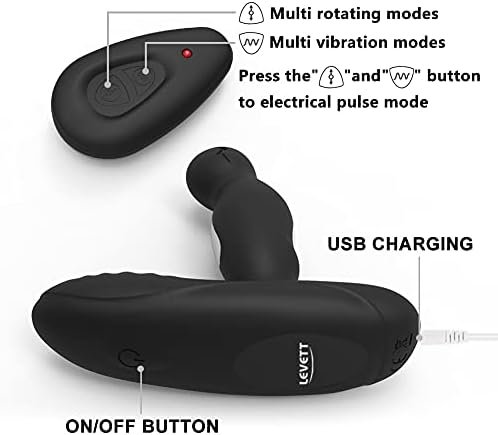 Levett- 360°Prostate Massager, Dual Motors+Electric Shock Pulse Anal Vibrator Plug Toy With Remote Control With 3 Rotation Speed & 16 Vibration Modes, Male Anal Sex Toys For Women Men Couples-Sex Toys - Image 2