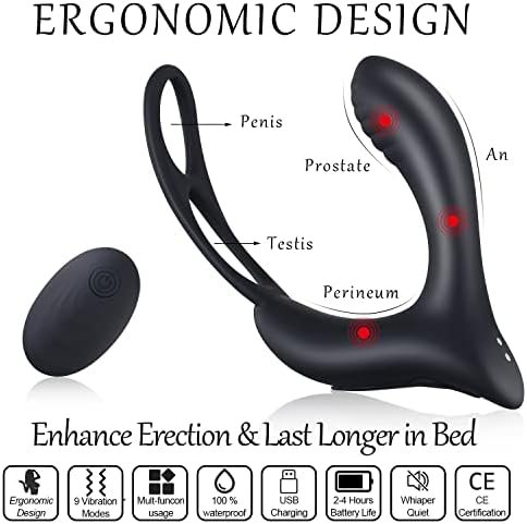 Suoxin 3-In-1 Remote Control Prostate Massager Vibrator With Penis Ring And Ball Loop, 10 Speeds Rechargeable Anal Sex Toy Waterproof G-Spot Vibrating Stimulator For Men Women Couple - Image 2
