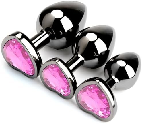 Hisionlee Anal Butt Plug Sex Toys Set, 3Pcs Metal Anal Plugs Adult Toy Anal Bead Anal Training Kit With Crystal Diamond Anal Toy For Adult Sex Toys & Games (Purple)