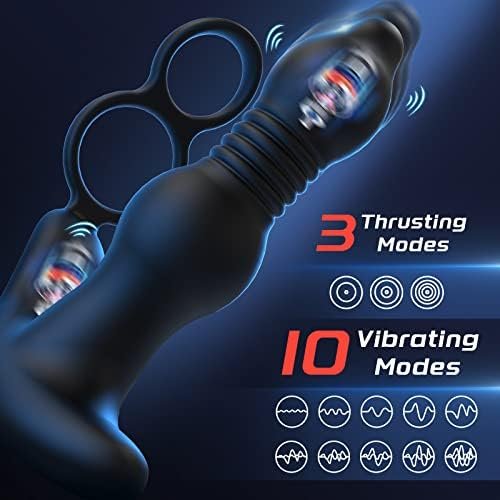 Prostate Massager Anal Vibrator For Men - Anal Sex Toys With Cock Ring, Mens Adult Sex Toys Anal Dildo 10 Thrusting & Vibrating Modes With Remote, Male Butt Plug Stimulator G Spot For Couples Pleasure - Image 2