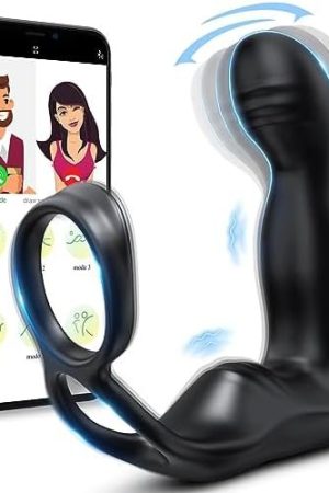Adults Sex Toys For Men Anal Vibrator Prostate Massager With Cock Ring, App Remote Control Couple Sex Toy Male Anus Stimulator Wiggling & Vibrating Butt Plug Prostate Stimulor Gspot Vibrator Anal Toy