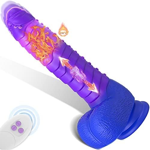 Heated Colour-Changing Thrusting Vibrator Dildo - 8.9" Strong Suction Cup Dildo, Meanins Baron, Caterpillar Shape Wriggling & Vibrating Dildos With Spot G Vibration, Women Sex Toys Purple